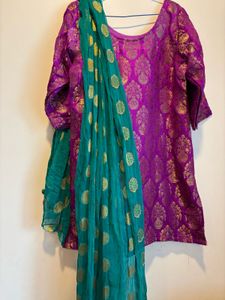 Purple & Green banarasi Kurta Set