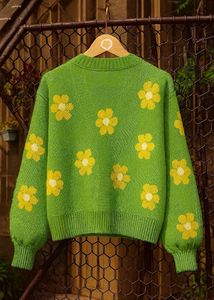 🌼 Daisy Bloom Green Knit Cardigan