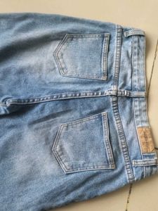 Light Blue With Fade Patches Print Denim Jeans