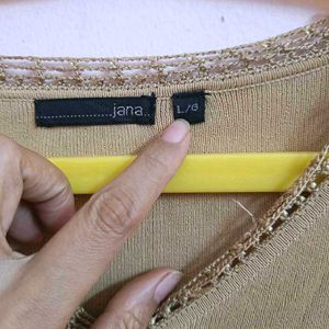 Beige V-Neck Knit Top