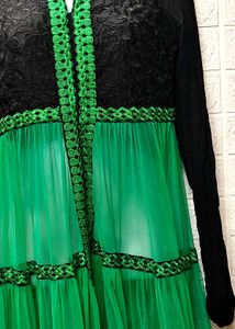 Heavy Green And Black Anarkali Dress/ Gown