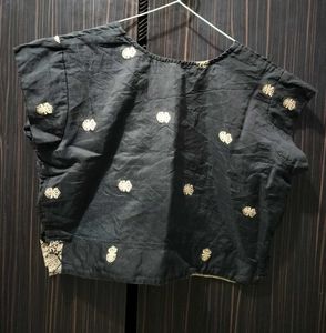 Black Indo Western Crop Top
