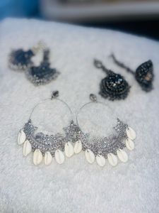 Set Of 3 Oxidised Earings