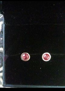 925 Ruby Stud Earrings In Sterling Silver
