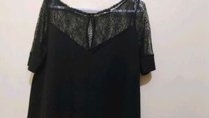 Black Lace-Sleeve Top