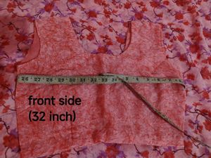 Pink Floral Saree With Stitch Blouse (M Size)