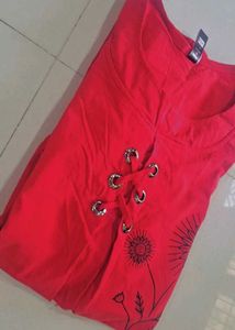Stylish Red Top with Bell Sleeves