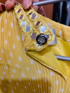 Yellow Polka Dot Pleated Dress