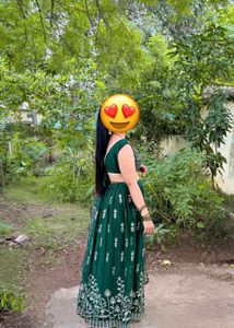 Green Sequin Lehenga Without Dupatta
