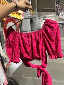 Pink Fancy Tie Up Top
