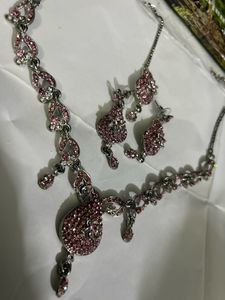 Pink&amp;silver Stone Necklace ❤️