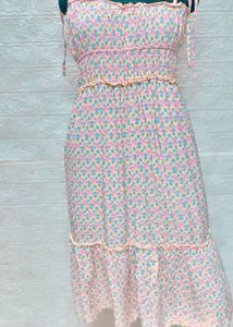 Floral Sundress M To L Size + Freebie Earings Set