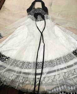 Elegant Black and White Halter Dress