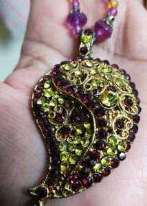 Golden + Purple Pandant Set With Earings