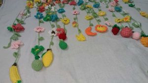 handmade crochet toran with fruits and flower