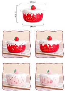 Strawberry Ceramic Ramen Bowl - Pink