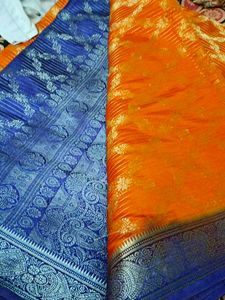 Bright Orange 🍊 Colour Saree