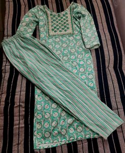 Mint Green Printed Kurta Pant Set