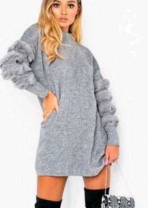 Imported Gray Sweater Dress
