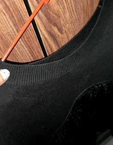 Fringe Detail Black Sweater