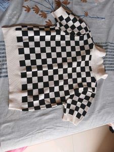 Checkered Knit Top