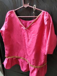 Pink Ruffle Trim Top