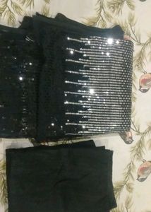 Black And Silver Sequence Saree