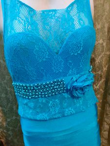 Turquoise Lace Mini Dress