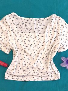 Floral Square Neck Top From Savana