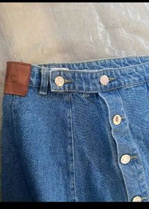 Denim Button-Front Skirt