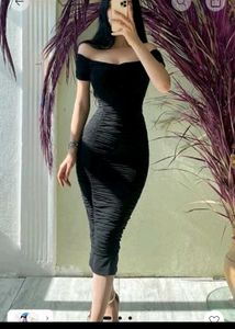 NEW ME BLACK OFFSHOULDER DRESS