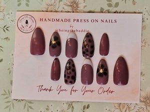 Mauve Animal Gel Print Press-On Nails