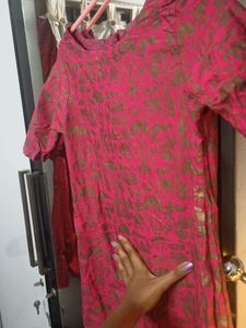 Vintage Red &amp; Gold Print Dress