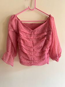 Pink Sheer Sleeve Top
