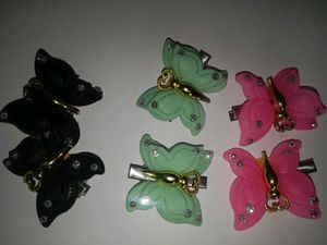 3 Pair Of Butterfly Hair Clips