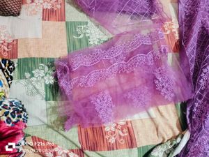 Purple Embroidered Unstitched Lehenga Choli
