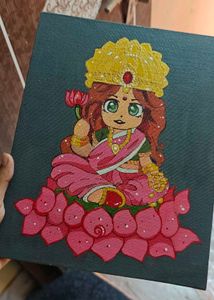 Canvas Painting Of Lakshmi mata on Lotus