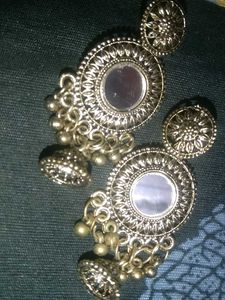 Mirror Jhumka Earrings