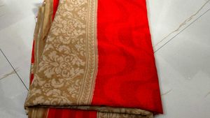 Red and Gold Floral Saree