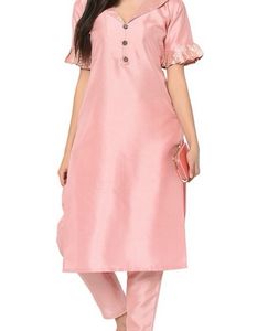 Pink Golden Kurta Pent Set