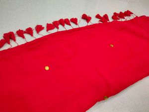 Red Cotton Tassels Saree ❤️