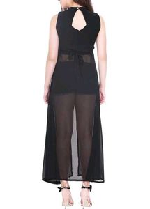 Black Frontslit Sheer Kurti || (L stitched to S)
