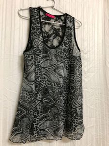 Black Floral Print Sleeveless  Top
