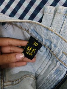 washed blue cargo jeans