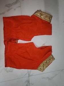 Orange Festive Saree With Embroidery + Stones Work