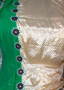Green And Gold Embroidered Fancy Saree