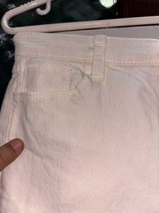 High Waist White Straight Pant