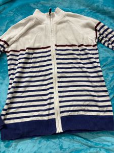 Striped Zip-Up Sweater + free gift