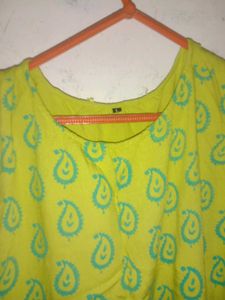 Lime Green Sleeveless Kurta