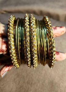 Combo Pack Red And Golden Metal Bangles